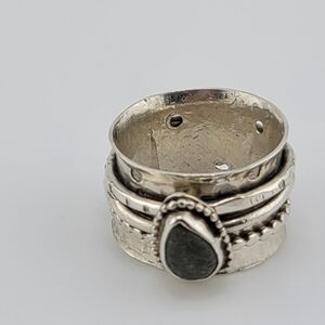 LABRADORITE ANXIETY RELIEF RING HANDMADE IN STERLING SILVER METAL SIZE 7